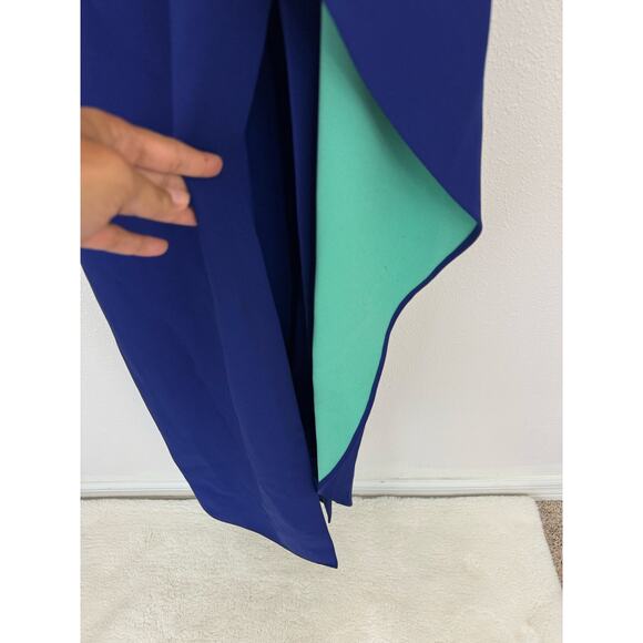 BCBGMAXAZRIA Blue Teal Cutout Asymmetric Maxi Dress Size 6 - Picture 2 of 8